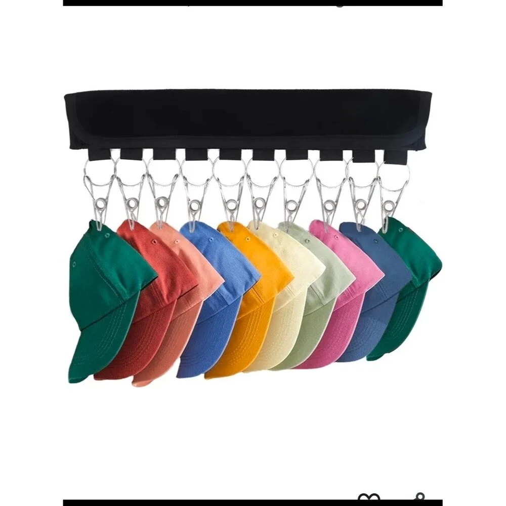 10-Clip Baseball Cap Organizer with Hanger